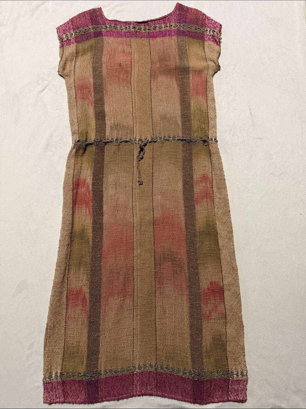Vintage Roberta of Bakersville NC Hand-Loomed Fiber Art Dress Drawstring XL / L